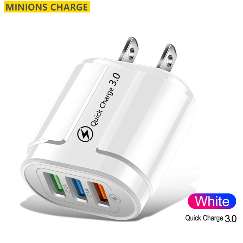 usb fast charger quick charge 3.0 4.0 universal wall mobile phone tablet chargers for iphone 11 samsung huawei charging charger: US White