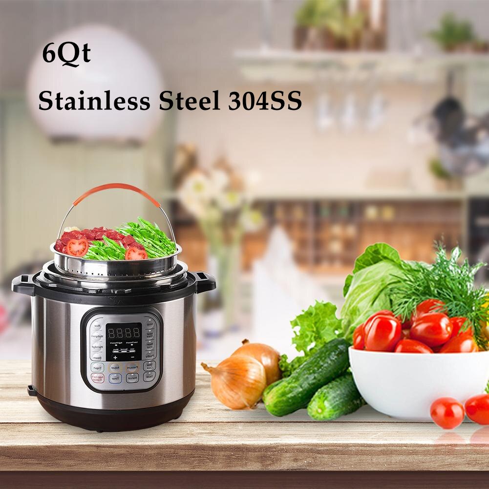 304 Stainless Steel Steamer Basket Instant Pot Accessories for 6 Qt Instant Pot Pressure Cooker with Silicone Covered Handle