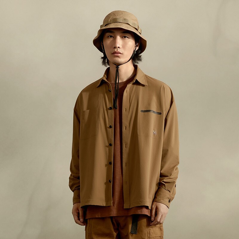 Naturetrekking extérieur fonctionnel longue homme/femme loisirs voyage chemise unisexe extérieur voyage séchage rapide Nature randonnée Camping haut: Khaki / XL