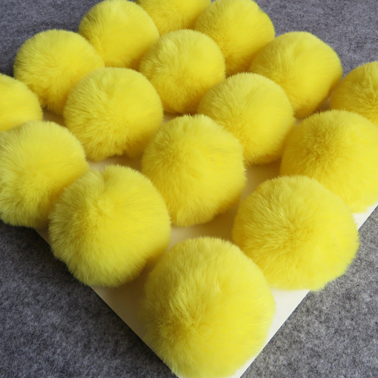 6cm Rex Rabbitt Haarbal Mooie Pluizige Stof Pompom Vrouwen Tas Sleutelhanger Hoofdband Speelgoed DIY Accessoire Sieraden Grote Zachte harige Pompons: Yellow