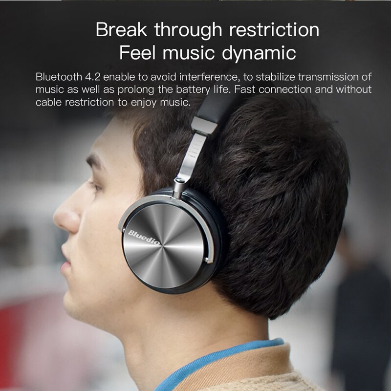 Original Bluedio T4S Active Noise Cancelling Wireless headset Bluetooth Headphones Stereo Bass Music auriculares Mic Call Earbud