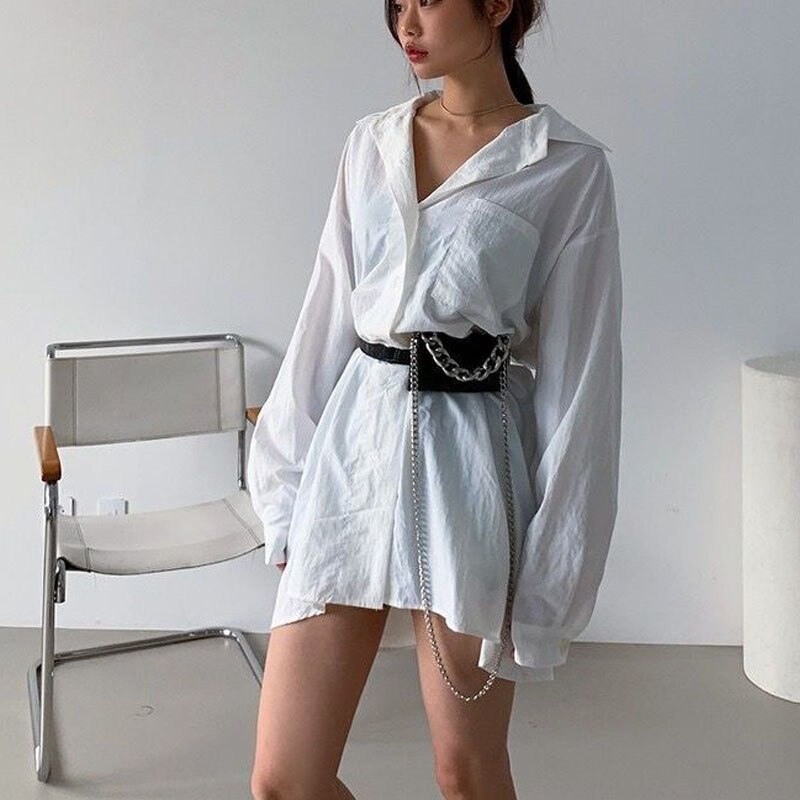 2021 Fashion Ladies Girls All-match Chain marsupio da donna nero invia cintura