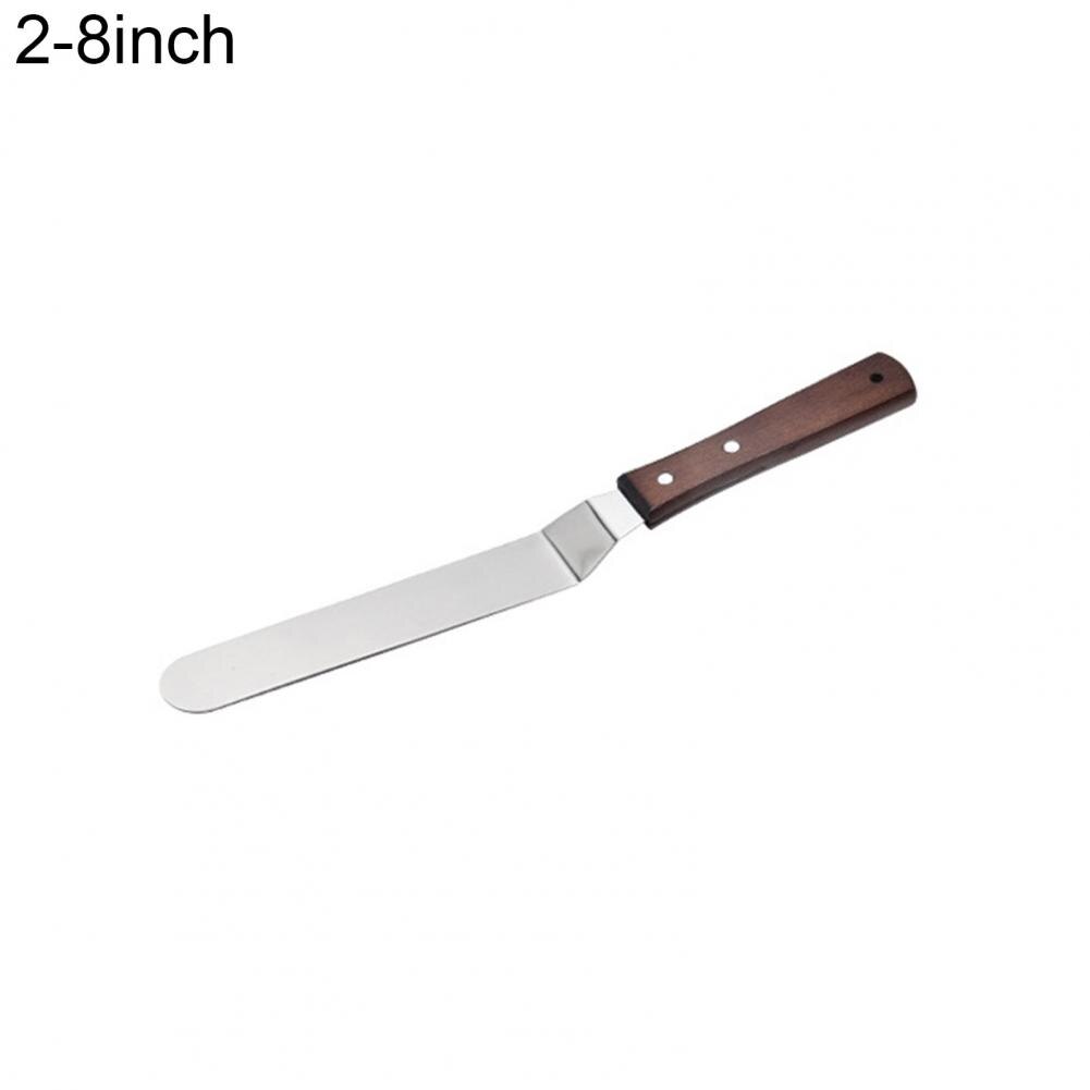 1pc Kuchen Spachtel Backen Schaber Holzgriff Edelstahl Palette Messer Schaber Kuchen Dekorieren Werkzeug Backformen Backen Werkzeug: 8Zoll 2
