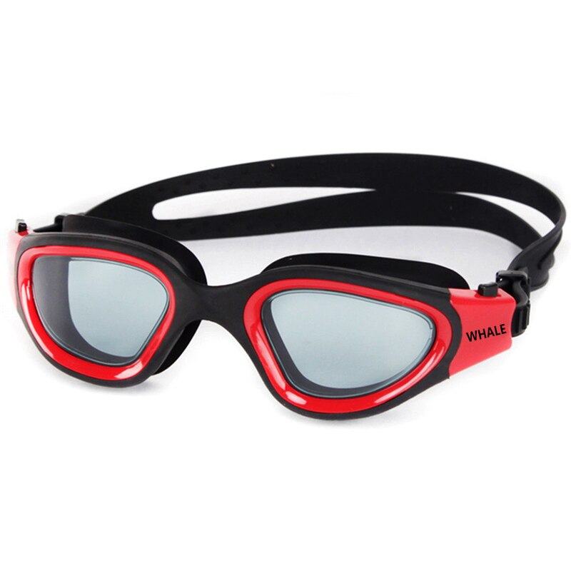 Klar linse svømmebriller voksen anti-tåge uv-beskyttelse til mænd kvinder vandtætte justerbare silikone svømmebriller i poolen: Rød