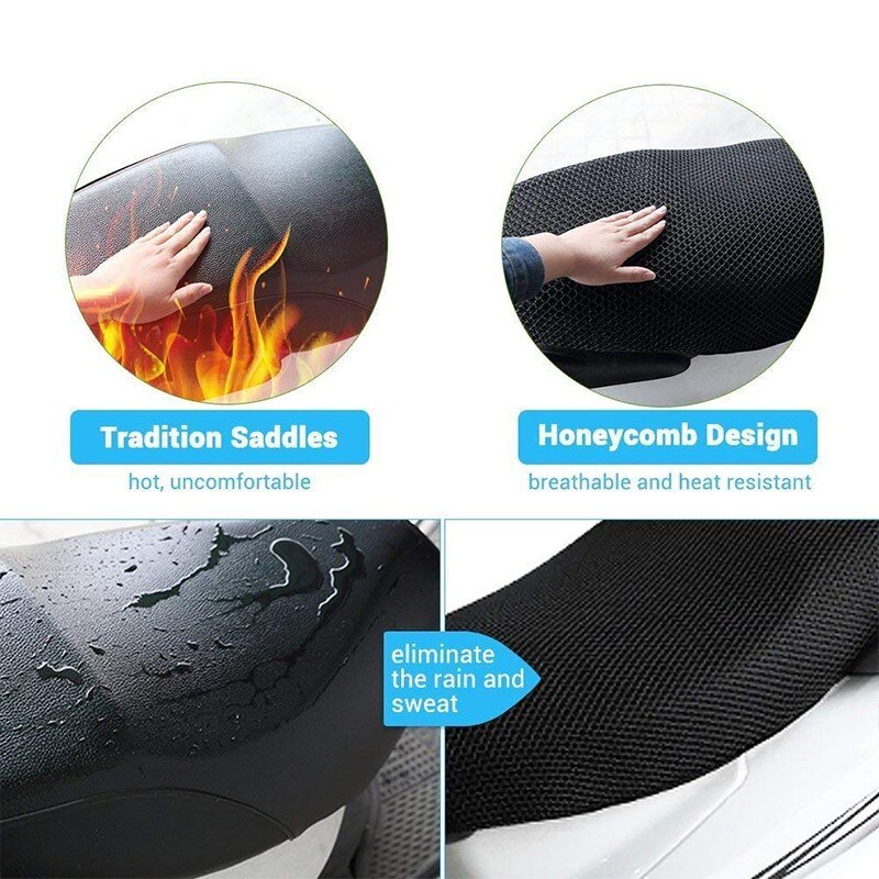 Breathable Summer 3D Mesh Seat Cover Motorcycle Moped Motorbike Scooter Seat Covers Cushion Anti-Slip Waterproof Accessories