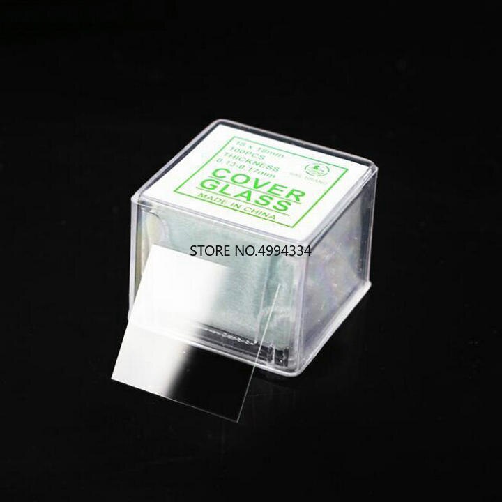 4 kasser / parti , 100 stk / kasse mikroskop dækglasglas, glas dækglas 18 x 18mm, 20 x 20mm, 24 x 24mm osv