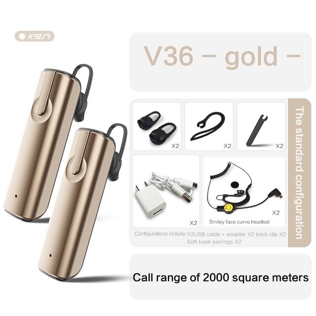 Ksun Mini In Ear Walkie Talkie 2pcs Wireless Walkie Talkie Ptt Headset Headphone Two Way Radio Hands Free: 2pcs with headset G