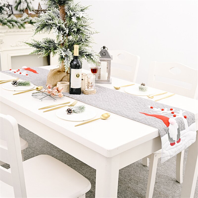 Kerst Decoratie Luxe Tafelloper Amerikaanse Placemats Grey Camino De Mesa Party Home Dining Wedding Tafel Decor Tafelkleed