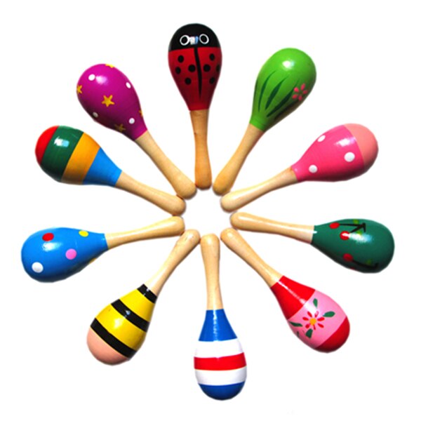 SEWS-10 PCS Wooden Wood Maraca Rattles Shaker Percussion Kids Musical Toy Favour, Maracas 10, 36 months up