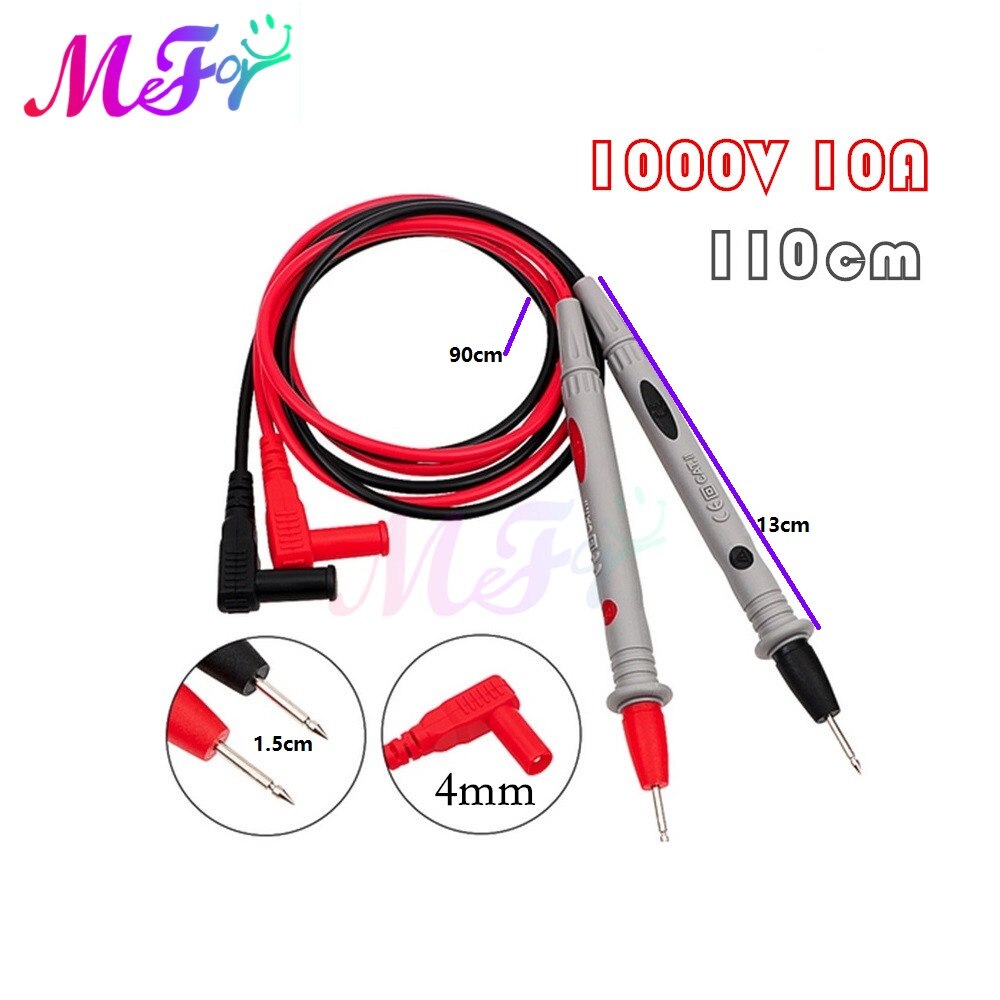 1 Pair Silicone Wire Universal Probe Test Leads Pin for Digital Multimeter Needle Tip 20A 10A 1000V Multi Tester