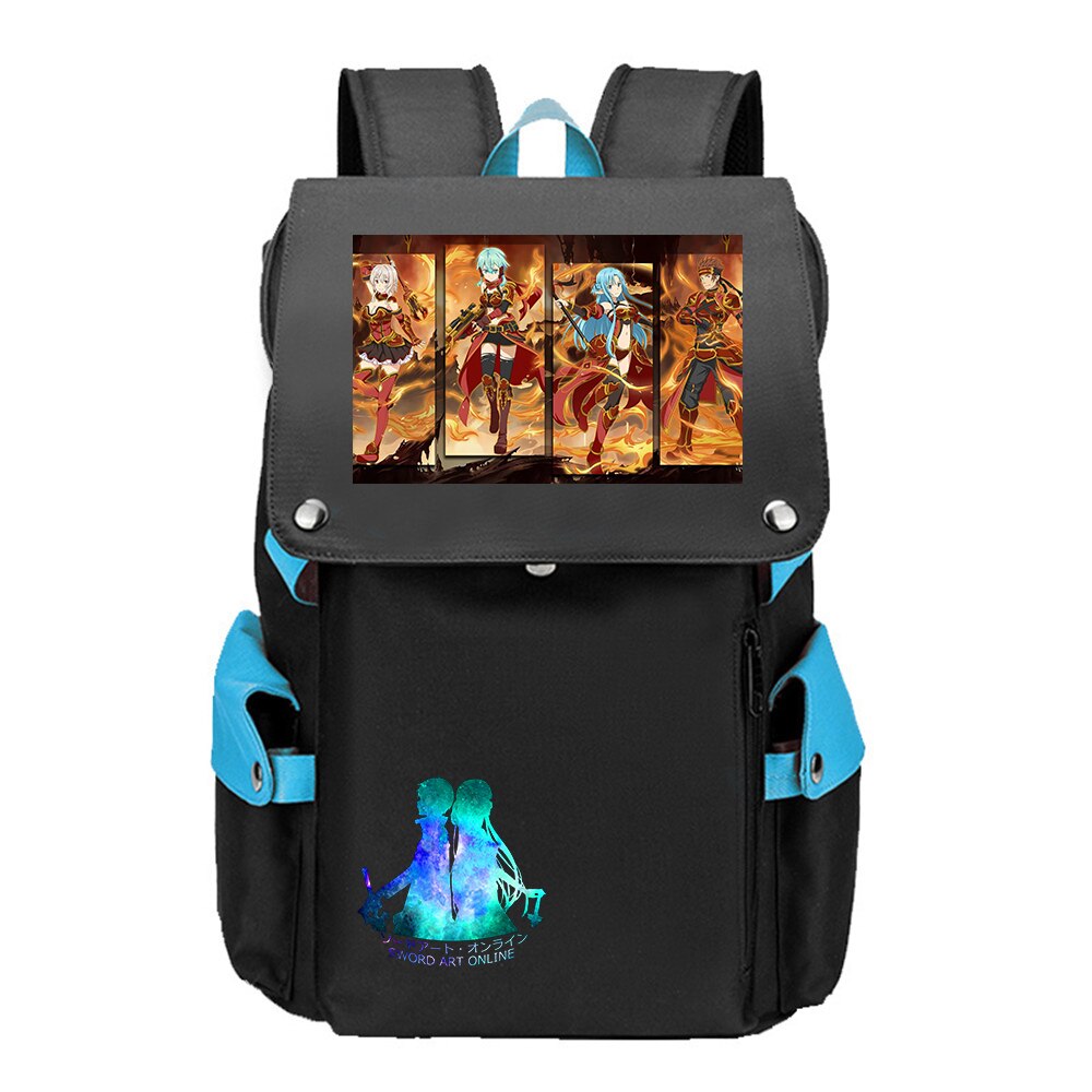 Spada Arte Online Anime Zaino Da Viaggio Del Computer Portatile Grande Bagpack SAO Borse Da Scuola Oxford Ragazze Bookbag Kirito Bandiera Zaino: 3