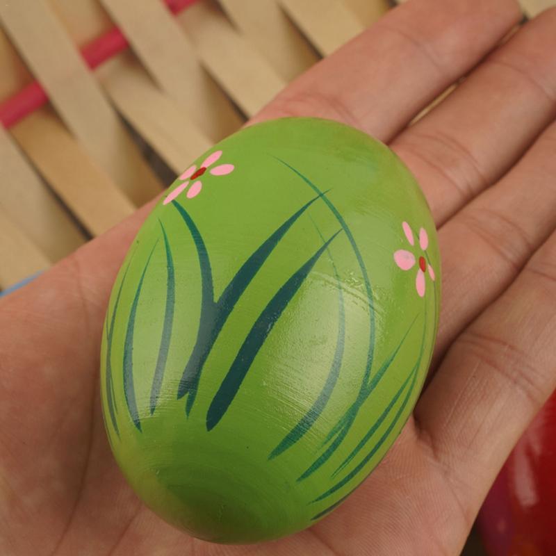 6 uds. Musical de percusión de madera de huevo, agitador de huevos de Maracas de Pascua-vibrador, juguetes para niños, instrumento Musical
