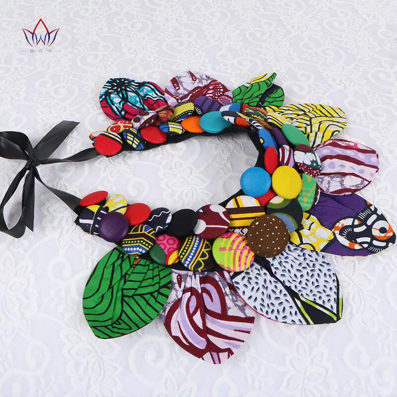 Ankara knapp haklapp knapp örhängen statement halsband tribal halsband handgjorda blomma form afrikanska smycken wya 063