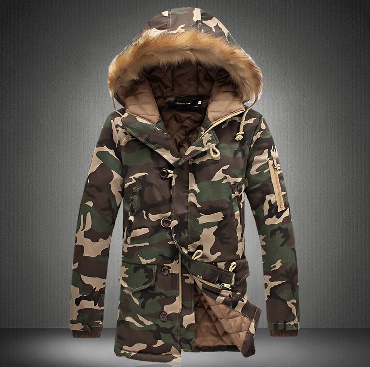 Winterjas heren camouflage leger dikke warme jas heren parka jas heren capuchon parka's heren m -4xl plus size: Groente / 4xl