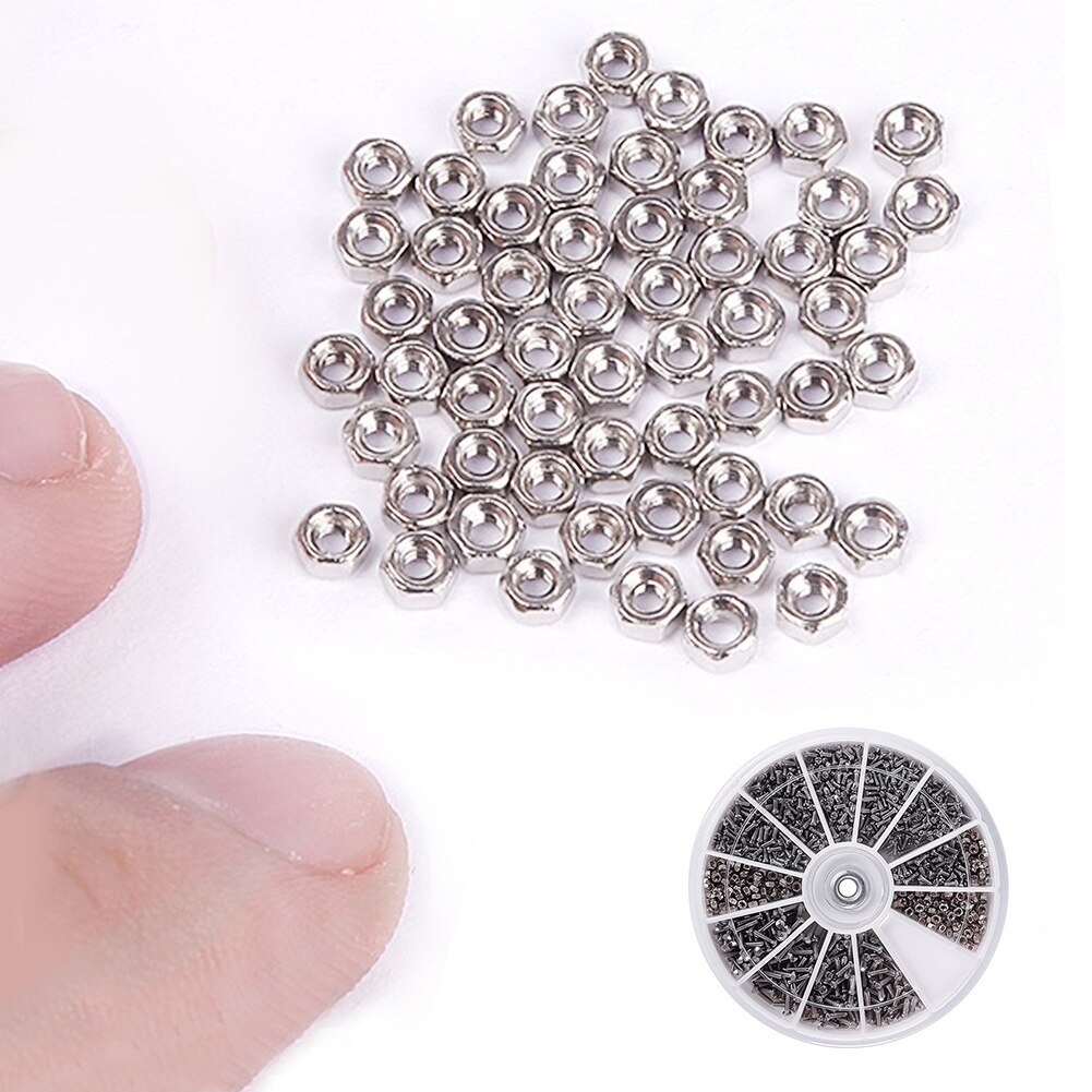 1 Doos (600 Stuks) 12 Soorten Van Kleine Schroeven Moeren Assortiment Kit M1 M1.2 M1.4 M1.6 Schroef Voor Horloges Glassess Reparatie Tools Tornillos