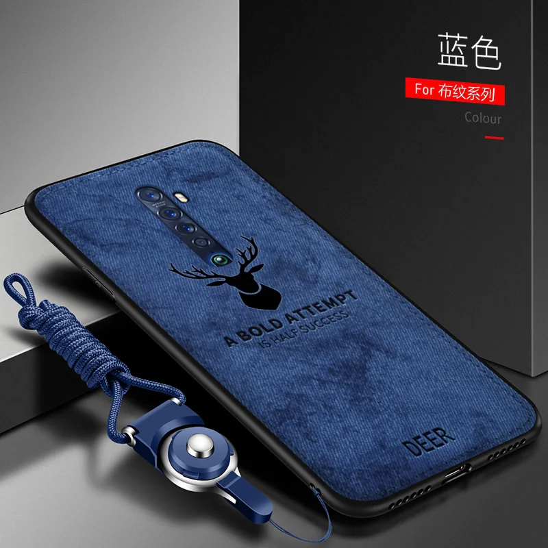 Für oppo reno 2 z 2z 2f fallen Luxus weiches Silikon hartes Gewebe Hirsch schlanke Schutzhülle für Reno 10x Zoomen Hülse: Eva / Blau