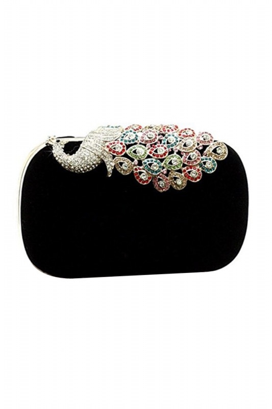 Fggs-dames avondtas dames handtas clutch bag pauwzwart voor bruiloften en avondjurken): Default Title