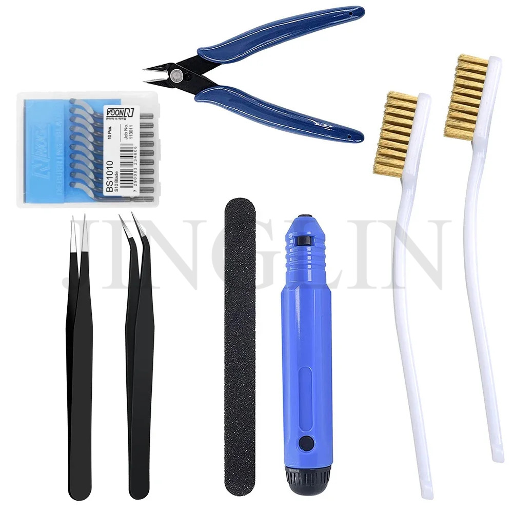 Kit de herramientas de impresora 3D de varios modelos, cuchillo de recorte, raspador, aguja de limpieza, pinzas, alicates, Kit de desbarbado, herramientas de impresión 3D DIY: Blanco