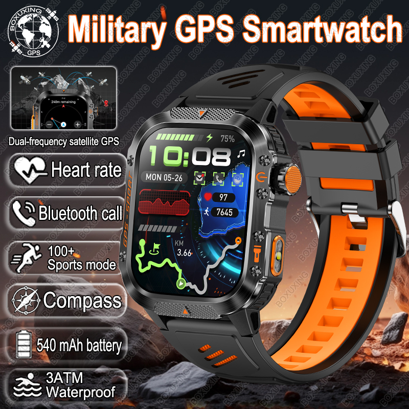 Para xiaomi militar esportes ao ar livre gps relógio inteligente men3atm à prova dwaterproof água bússola embutido gps freqüência cardíaca bluetooth chamada smartwatch: BRANCO