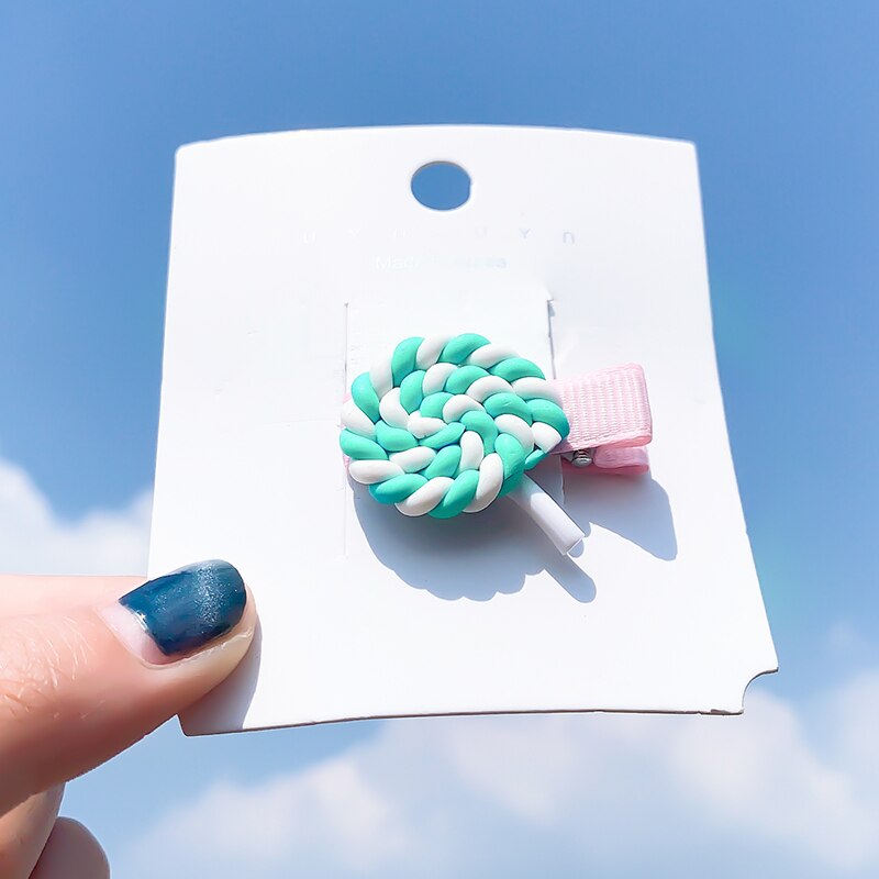 [Xwen]Korean Candy Color Edge Clip Rainbow Hairwear Lollipop Bangs Cute Girl Kids Hairpin Simple Hair Accessories OH1337: 12