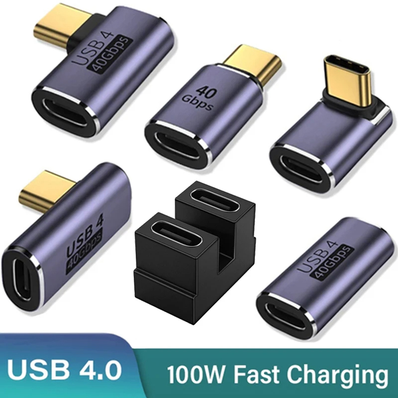Adaptador USB C de alta velocidad USB 4, adaptador macho a hembra en forma de U, 40Gbps, USB 4,0 PD, 240W, 8K @ 60Hz, conector de cargador para Macbook