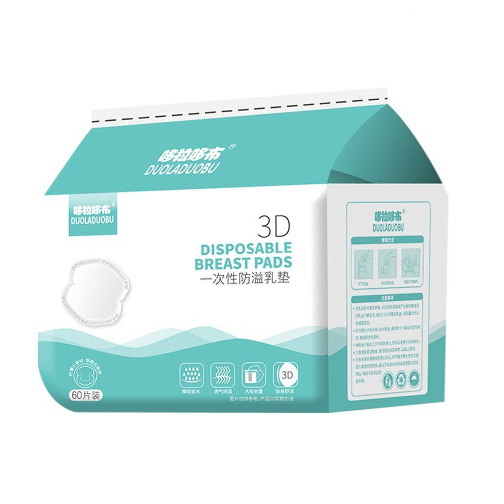 Almohadillas de pecho desechables para madres, suaves y transpirables, capa interior, tacto suave y sedoso, 3D, tridimensional, 60 uds.