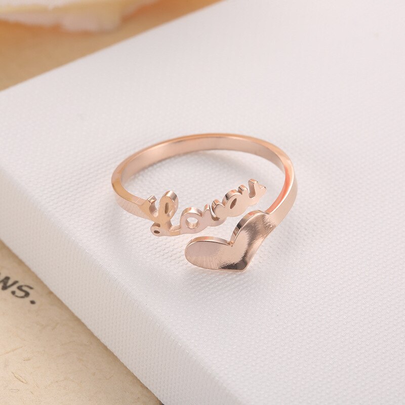 Bague de mariage Simple en acier et titane, anneau de , Simple, cœur d'amour, pour filles, femmes, , or Rose, Super fin,