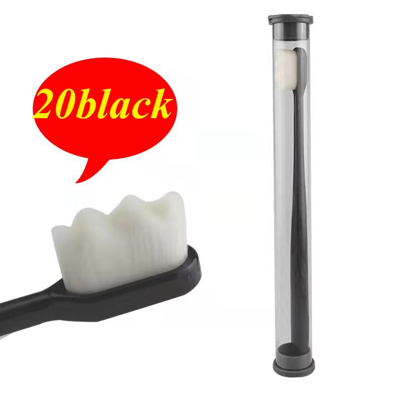 Micro-brosse à dents Nano pour adulte, à poils Ultra doux, 20000 poils, pour les dents sensibles, en retrait de gomme buccale, 10/20 pièces: 20black with box