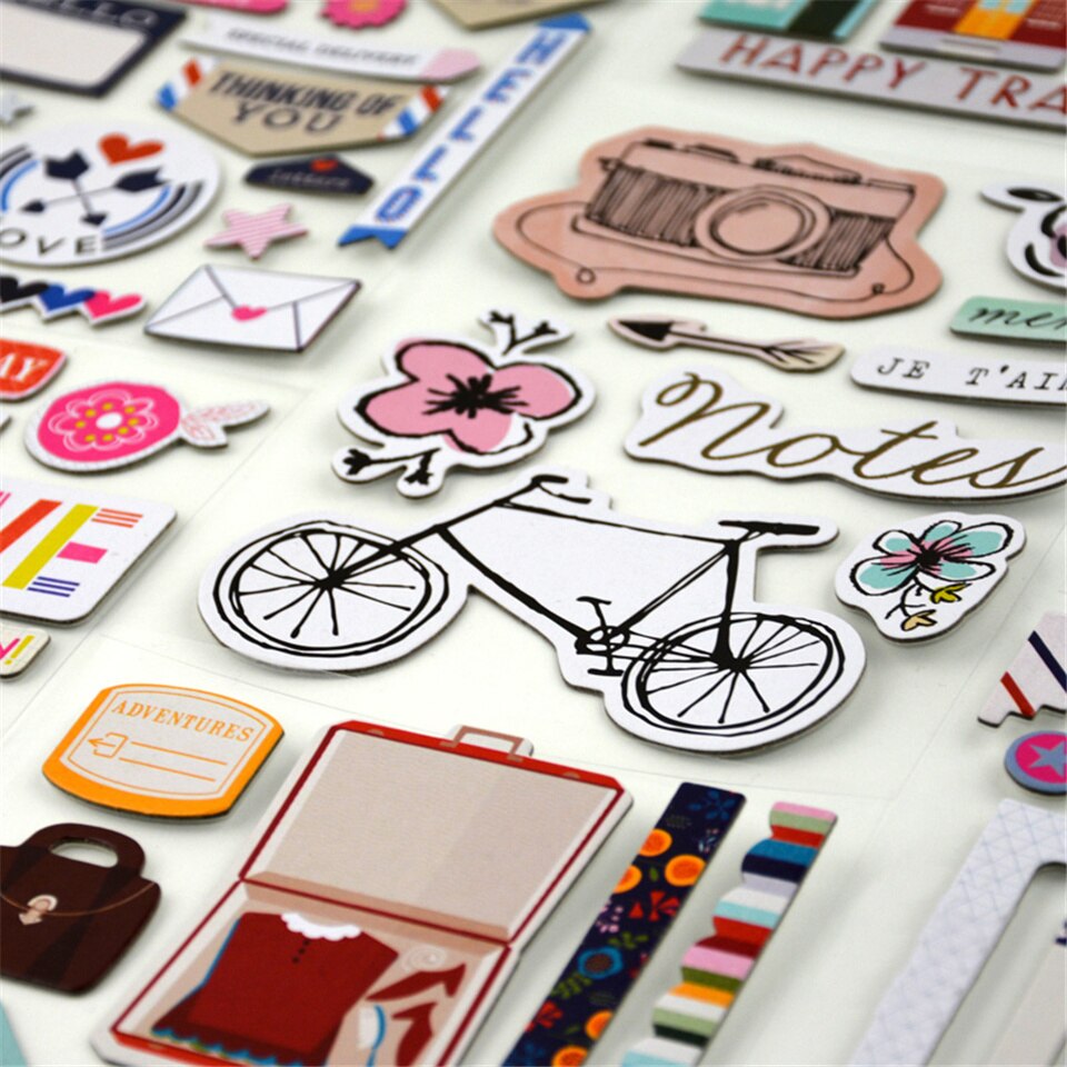 Reisthema drielaags karton papieren stickers kits stansen voor doe-het-zelf scrapbooking junk journal album sticker kaart maken  s074