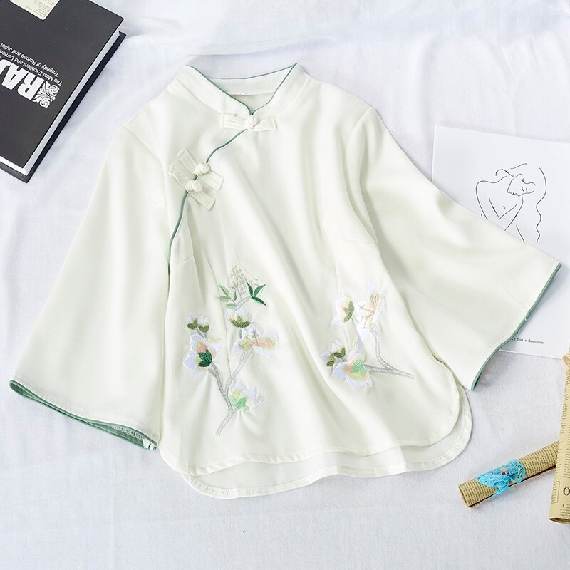 Vêtements de Style chinois pour femmes, Top Cheongsam, chemisier traditionnel chinois, Blouse en coton, Hanfu, hauts chinois pour dames,