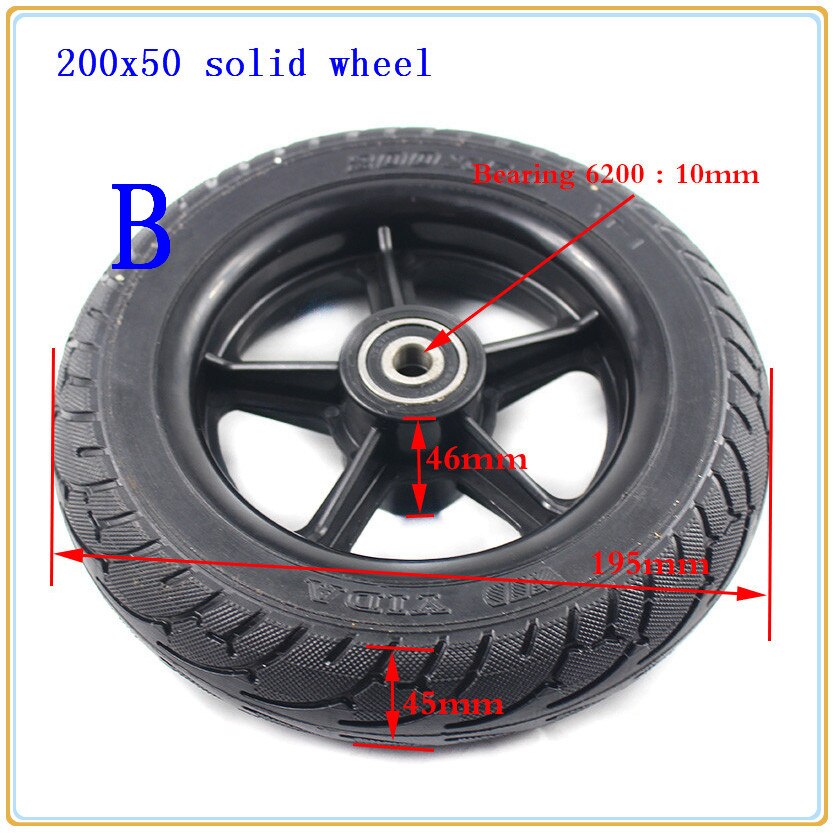 Electric Scooter Tyre With Wheel Hub 8" Scooter 200x50 tire Non-Inflation Electric Vehicle Wheel explosion-proof wheels: wheel B