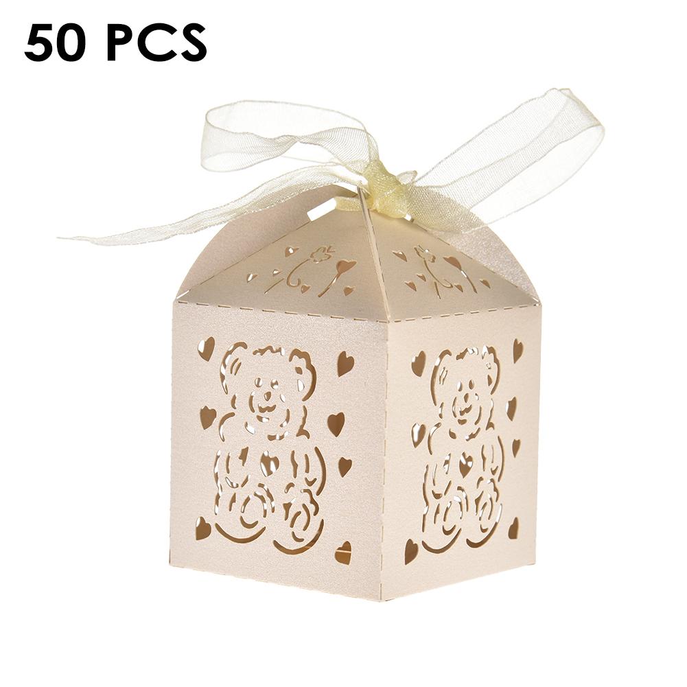 50PCS Valentine's Day Love Bear Candy Box Wedding Candy Chocolate Box: Yellow