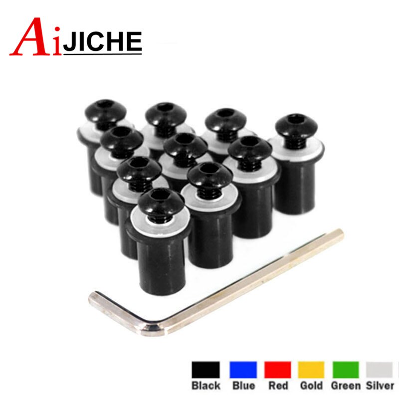 Boulons de pare-brise de moto, Kit de fixation d'écrou à vis M5 5mm 10 pièces pour HONDA CBR 600 RR/F4i/F4 VFR 800 Steed 1000RR CB1000R CRF250L