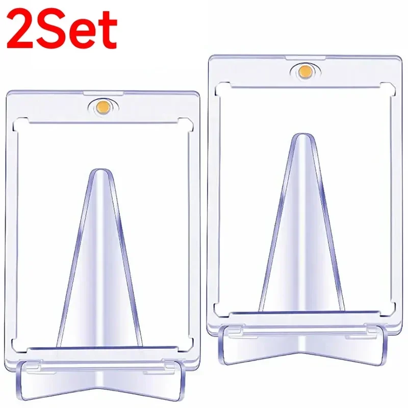 10-1PCS Magnetic Cards Holder for Trading Card Support Set Arcylic Triangle Card Display Stand Waterproof Transparent Protector: Dark Grey