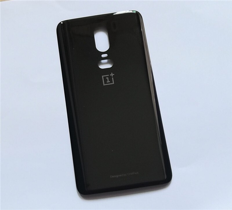 Oneplus6 100% Original Glass Rear Housing Cover For Oneplus 6 One plus Back Door Repair Replacement Battery Case + Sticker Glue: Black