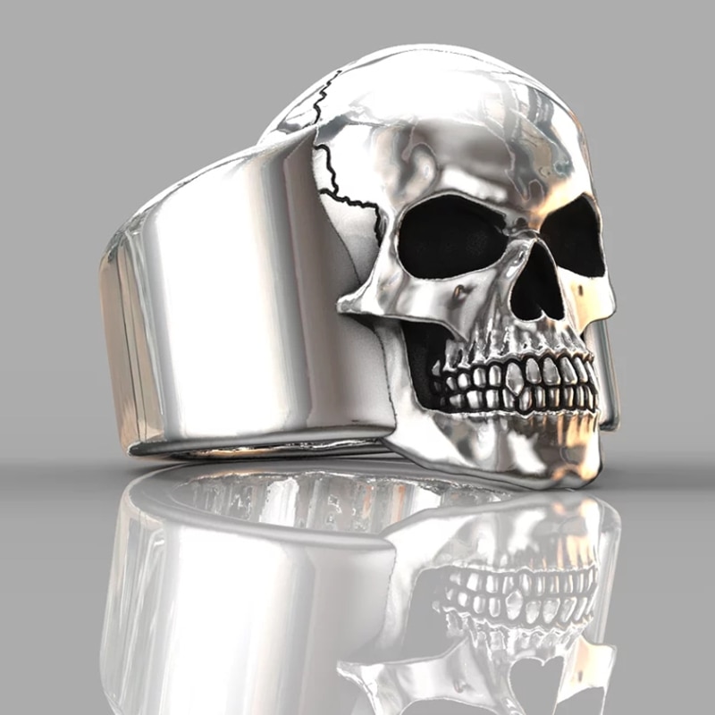 HNSP punk pierścień czaszka dla mężczyzn mężczyzna 7-14 duża rozmiar biżuteria dla rowerzystów