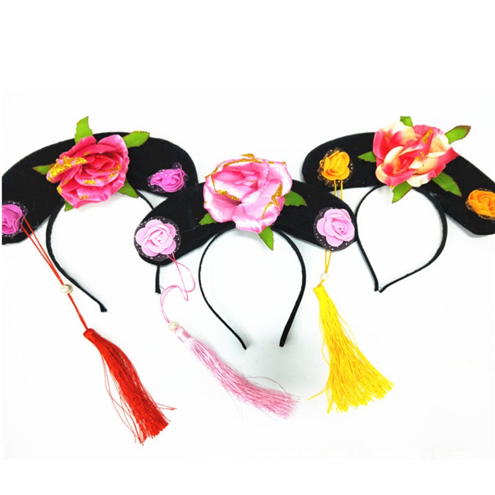 1pc Traditional Qing Dynasty Chinese Headdress Princess Hat Royal Crown Cap for Girls Women Kids Adults