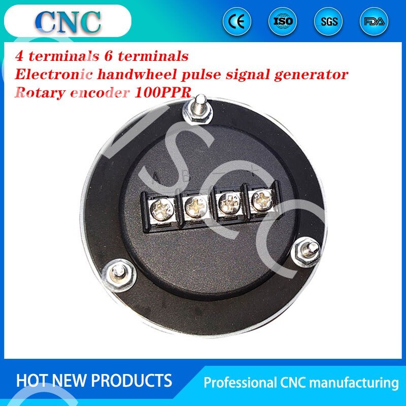 CNC pulse generator handwheel 5V 60mm 100PPR manual pulse generator handwheel rotary encoder electronic 4 terminal 6 terminal