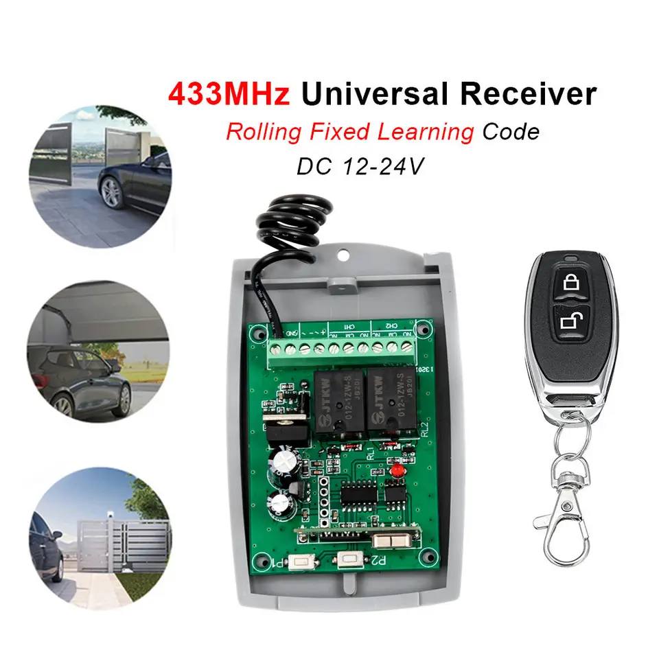 Receptor de Control remoto Universal para puerta de garaje, 2 canales, para ERREKA ACM CAME DEA DOORHAN AT-4 MOTORLINE DITEC, código rodante fijo de 433mhz