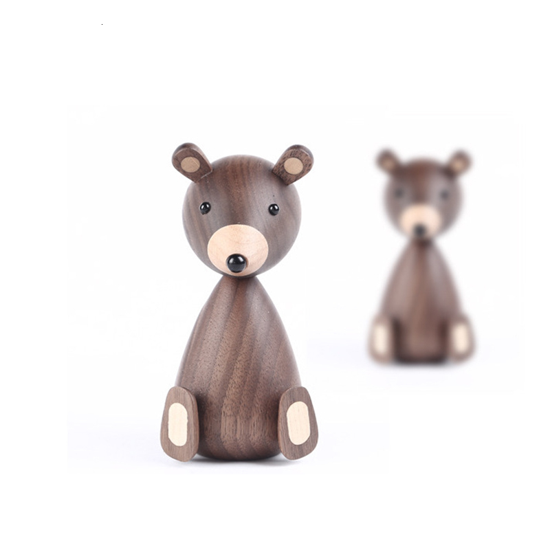 Russia Little Bear Wood Ornaments For Decor Squirrel For Furniture Wood Crafts Small Wood Bear Toy Ornament Home