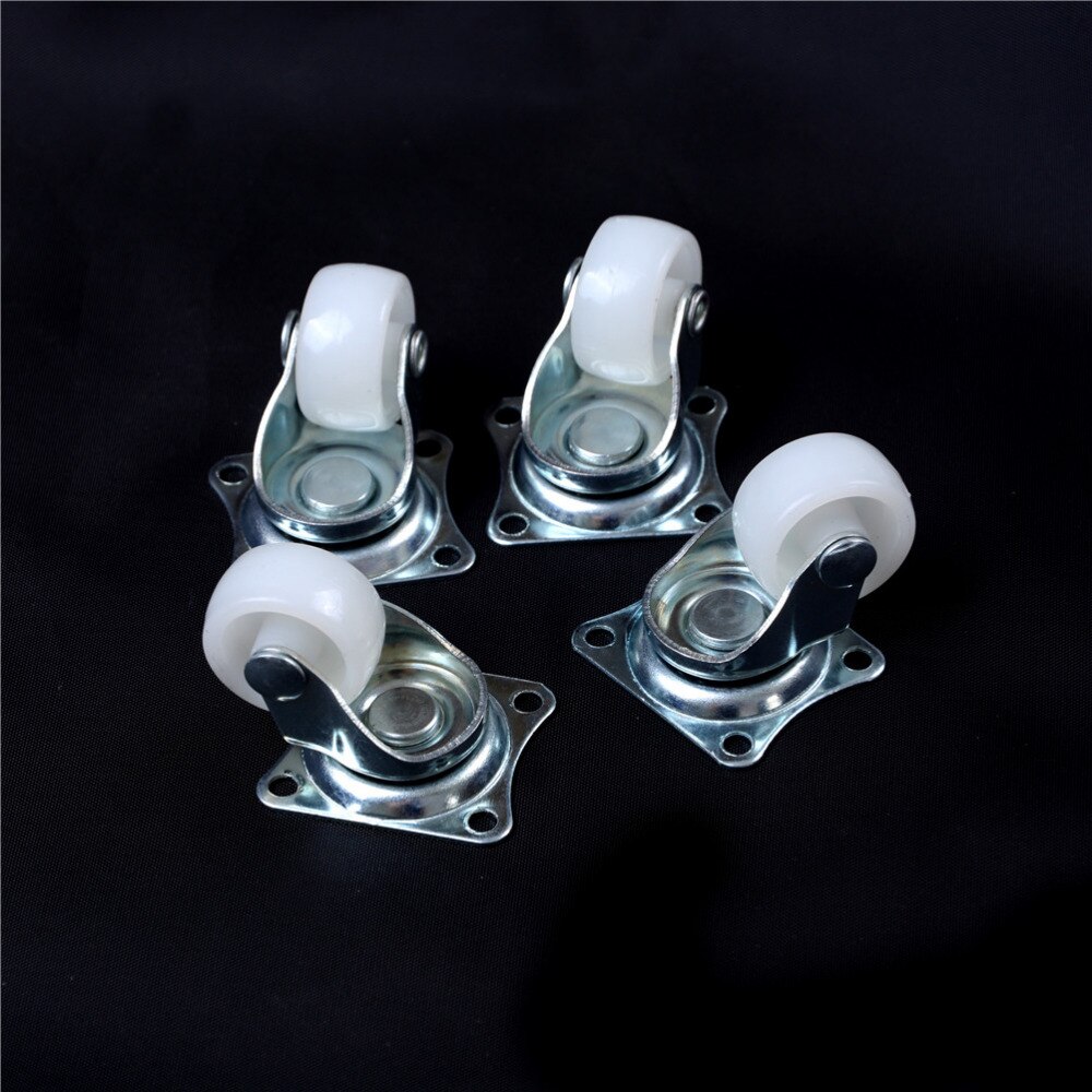 4pcs 1" Wheels White Roller Wheel Castor PP Nylon10kg Universal Swivel Casters good