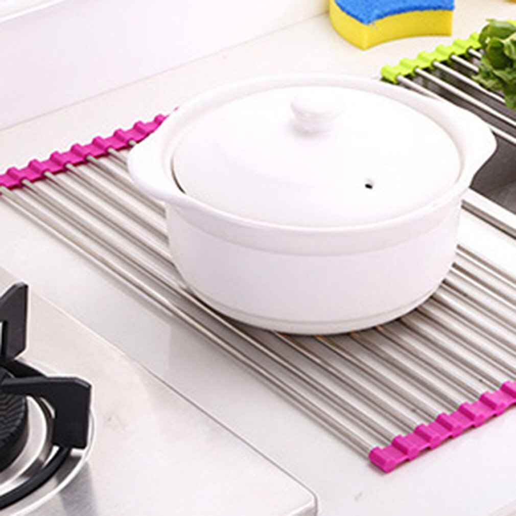 PVC Stainless Steel Vegetable Fruit Drainage Frame Kitchen Sink Shelf Large Multifunctional Kitchen Tools