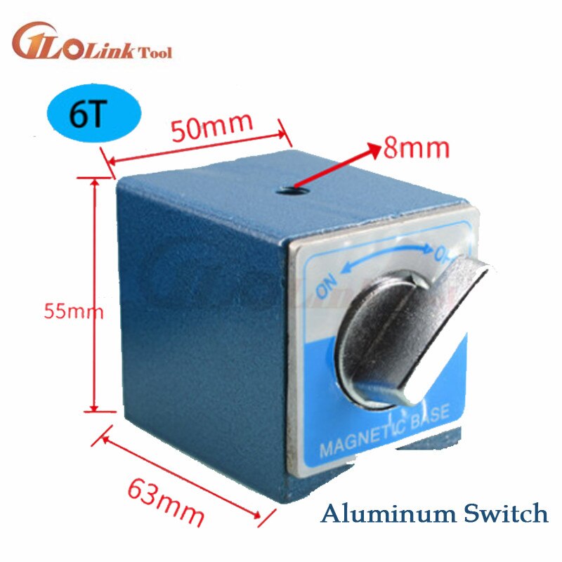 Switch Magnetic Table Base 6T 8T 10T 12T V type Power Magnetic Base Dial Indicator Stand Base Magnet Seat Table Wire Cutting: 6T Aluminum Switch