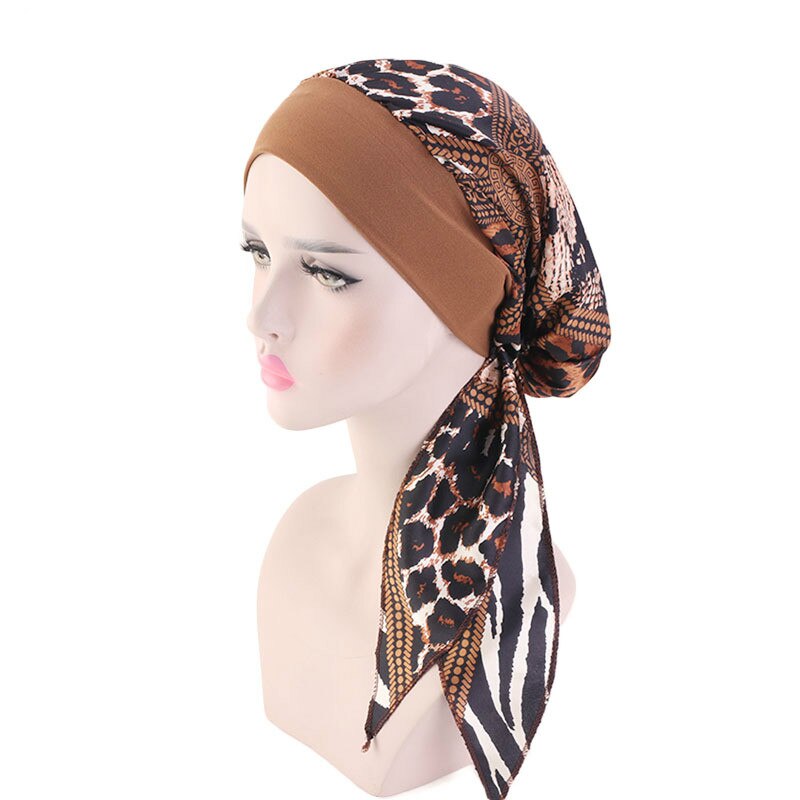 Elastische Haarband Hoofddoek Hoed Zijde Imitatie Vrouwen Tulband Hoed Mode Moslim Tulband Hijab Hoeden Indiase Cap Wrap Cap 12 kleur: style4