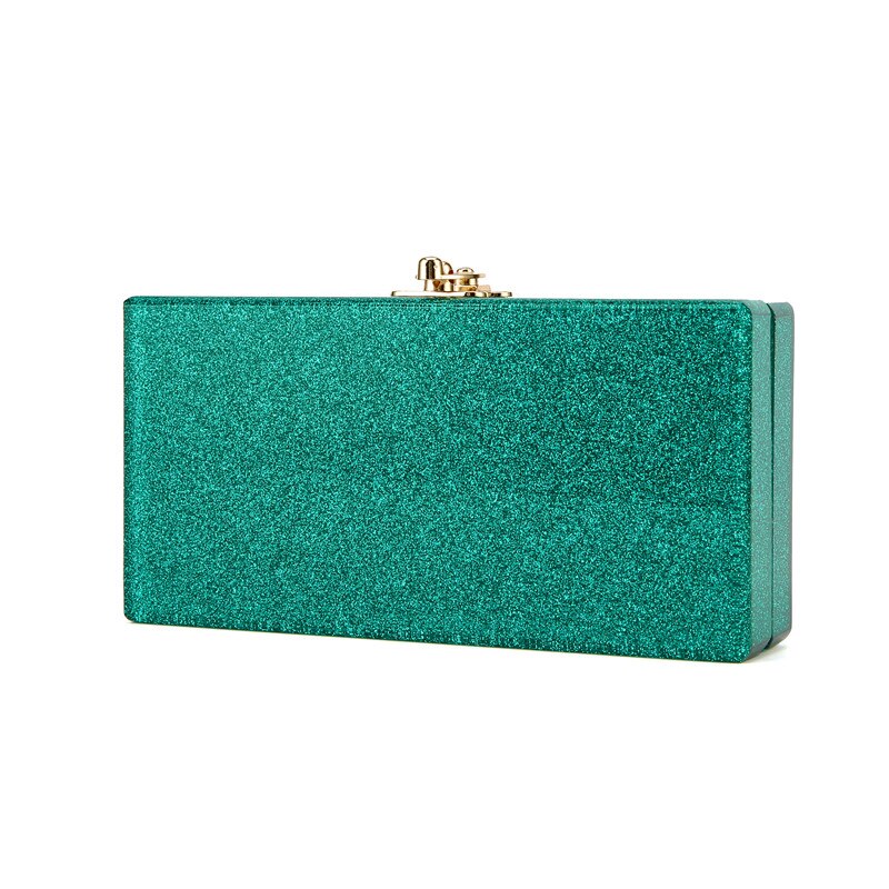 Pochette à paillettes vertes 18x9 CM, boîte acrylique faite à la main à la , sacs de soirée de mariée, plage d&#39;été, Mini boîte à rabat miroir