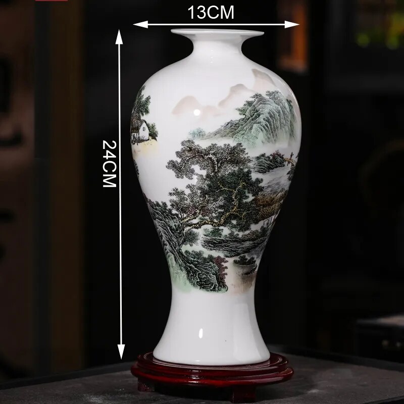 Bone China Flower Vase, Home Decor, Chinese Tradition Vases for Flowers, Ceramic Vase Decoration Home, Living Room: Navy Blue