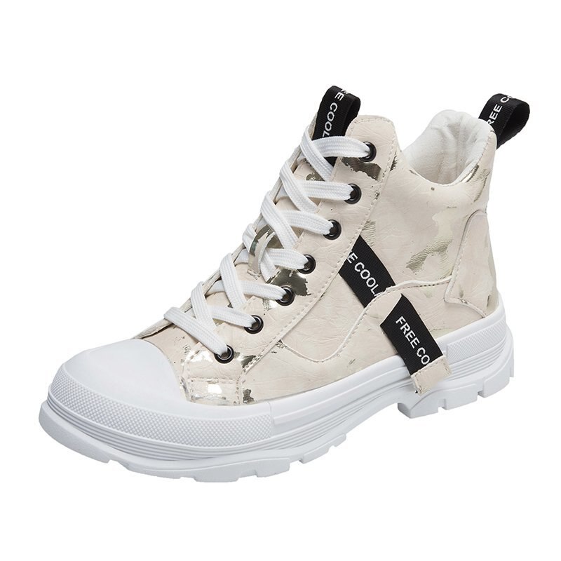 Femmes vulcanisé chaussures femme baskets toile chaussures plat confortable Camouflage chaussures hautes femmes: Beige / 40