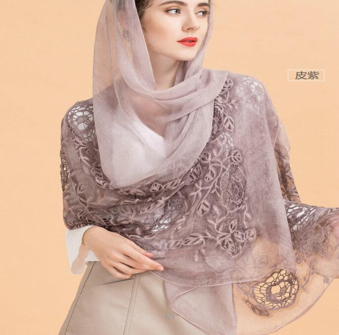 [slkscf] 180 x 110cm broderede silketørklæde wrap sjaler hijabs lange tørklæder og sjaler muslimske tørklæder: Slk 04