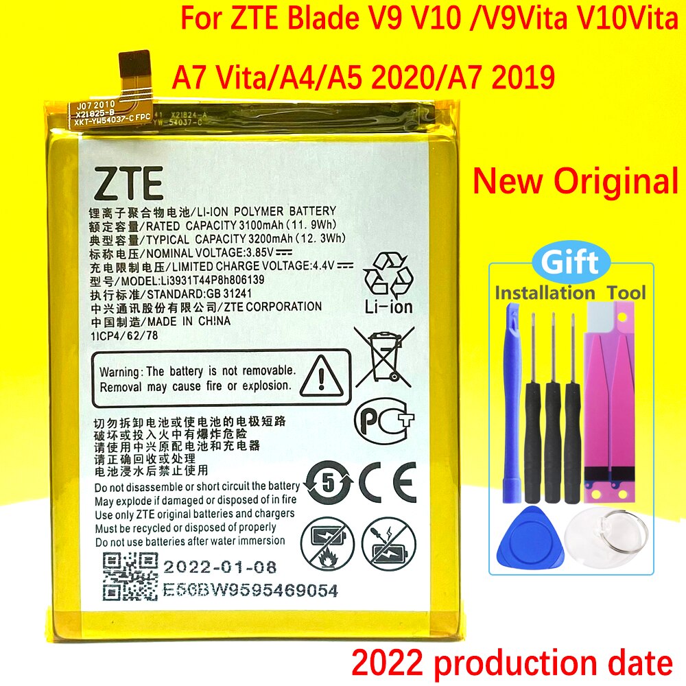 Original Battery For ZTE Blade V9 V10/V0920/V9Vita V10Vita /A7 Vita A4/A5 /A7 Li3931T44P8h806139 Phone