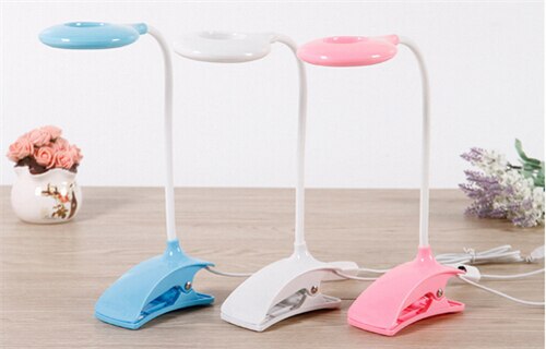 USB Clip LED lumières USB lampe de bureau enfant apprendre la protection des yeux lampe de table Clip USB lampe de chevet lampe de table cercle blanc rose bleu